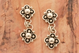 Double Clover Sterling Silver Post Earrings by Navajo Artist Artie Yellowhorse